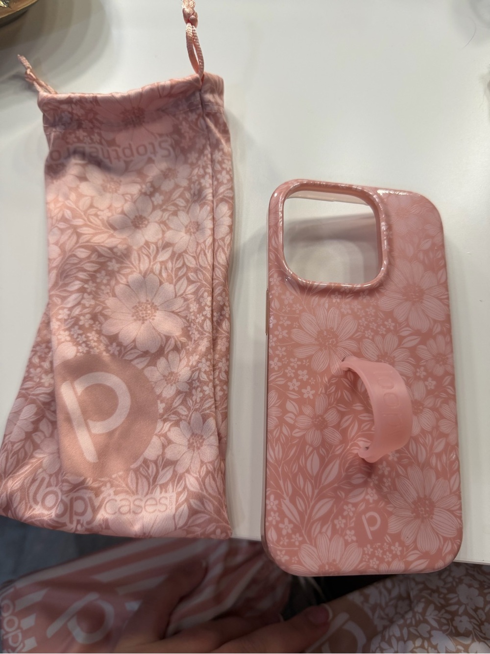 Pink Floral Phone Case with Grip